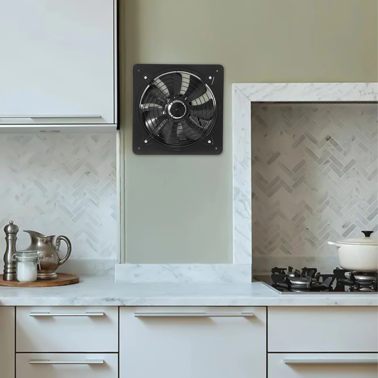 

35*35*17cm Black 125W Commercial Ventilation Extractor Exhaust Fan Wall Mount Exhaust Fan with Smooth Edge