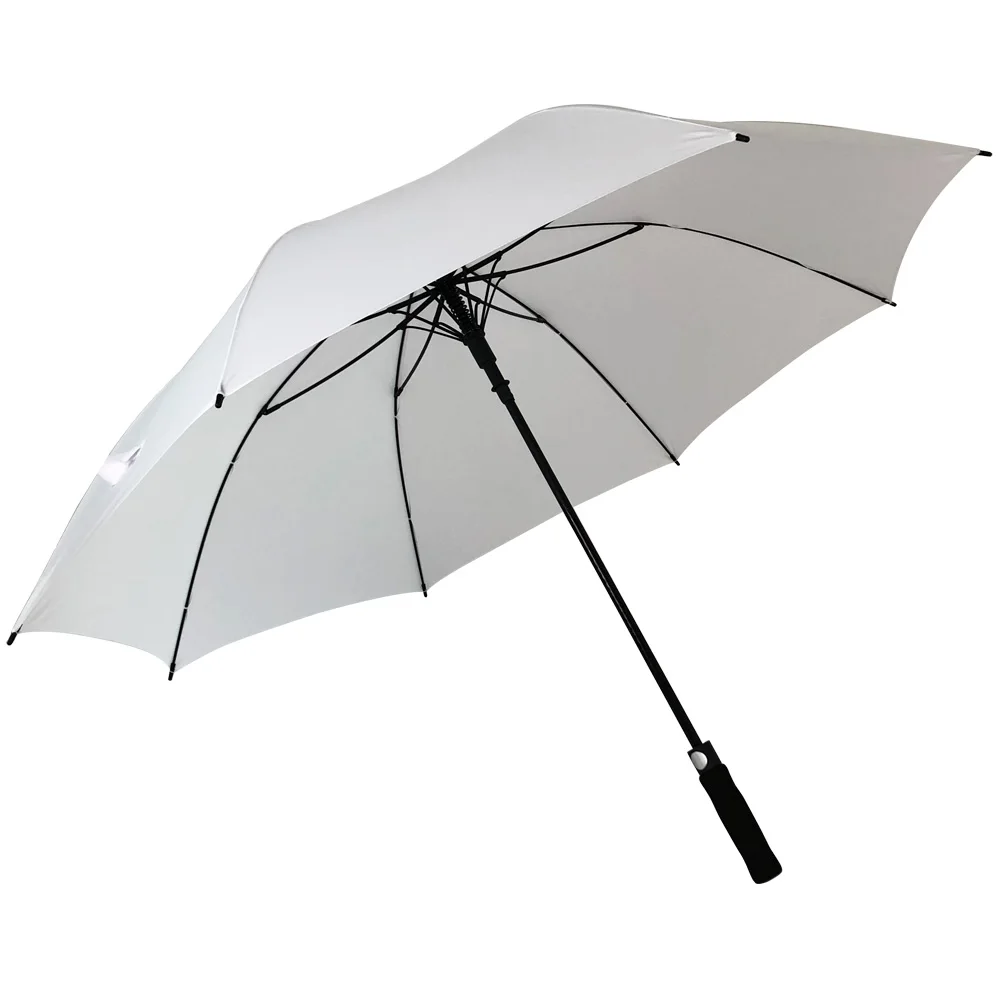 

Free design 30 inch pure white full fiberglass windproof golf umbrella accept custom print