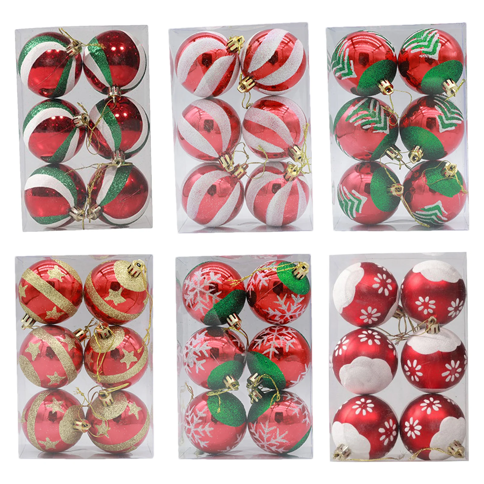 Christmas Balls Xmas Tree Ornaments Painted Hanging Ball Pendants Set Of 6 Home Party Decor 2023 New Year Gift Noel Navidad