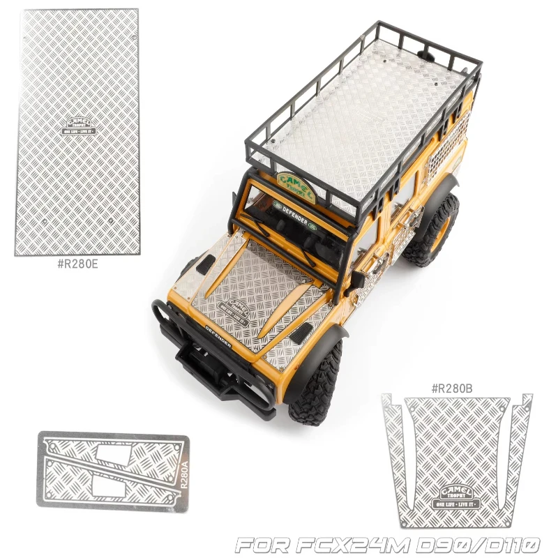 RC Car Hood Side Skirt Skid Plate Metal Folding Window Net Tail Window Net for 1/24 RC Crawler FMS FCX24m Camel D90 D110 Parts