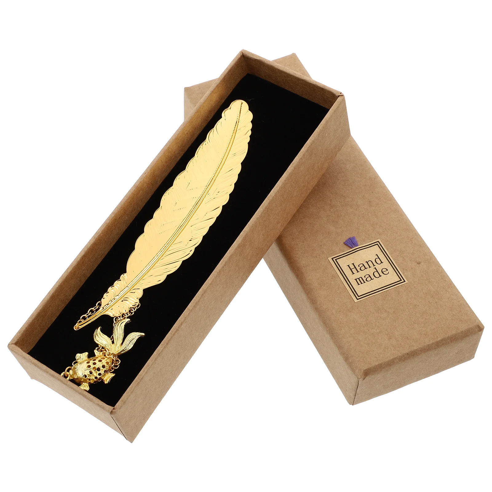 

1 Set Metal Bookmark Premium Brass Goldfish Pendant Natural Style Book Page Flag For Students Creative Unique Decorative Gift