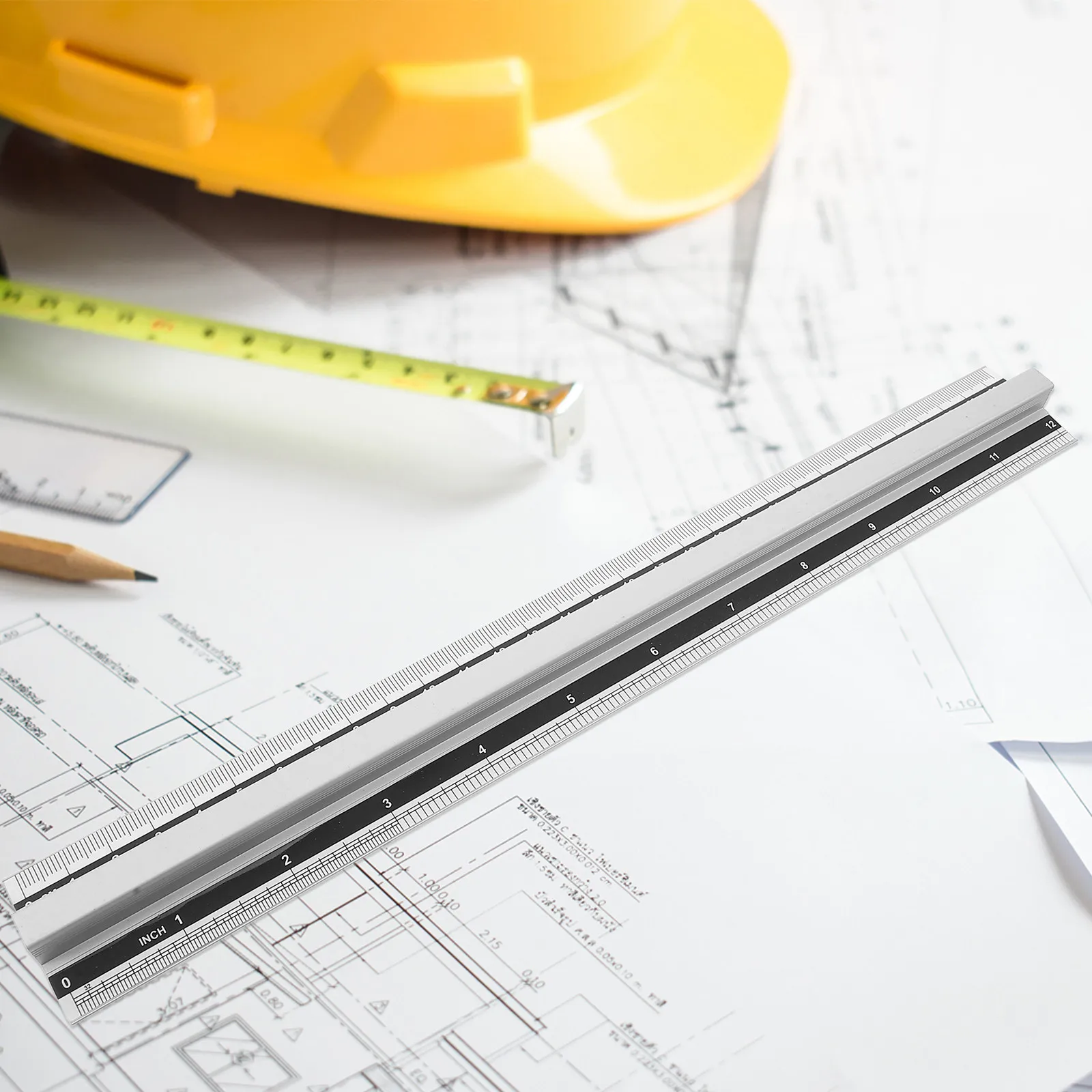 

Metal Scale Ruler Handheld Multi-Use Measuring Tool Portable Lightweight Drawing Ruler for Office School Precise Scale Drawing