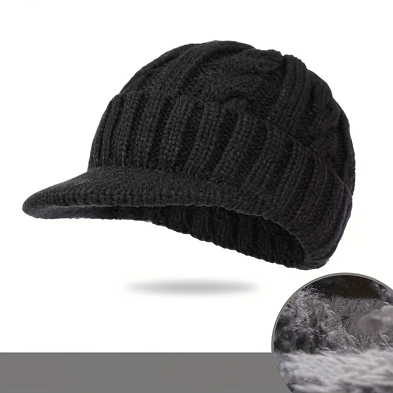 New men's short-brimmed baseball cap, thickened warm hat, hat suitable for middle-aged and elderly people, outdoor warm hat