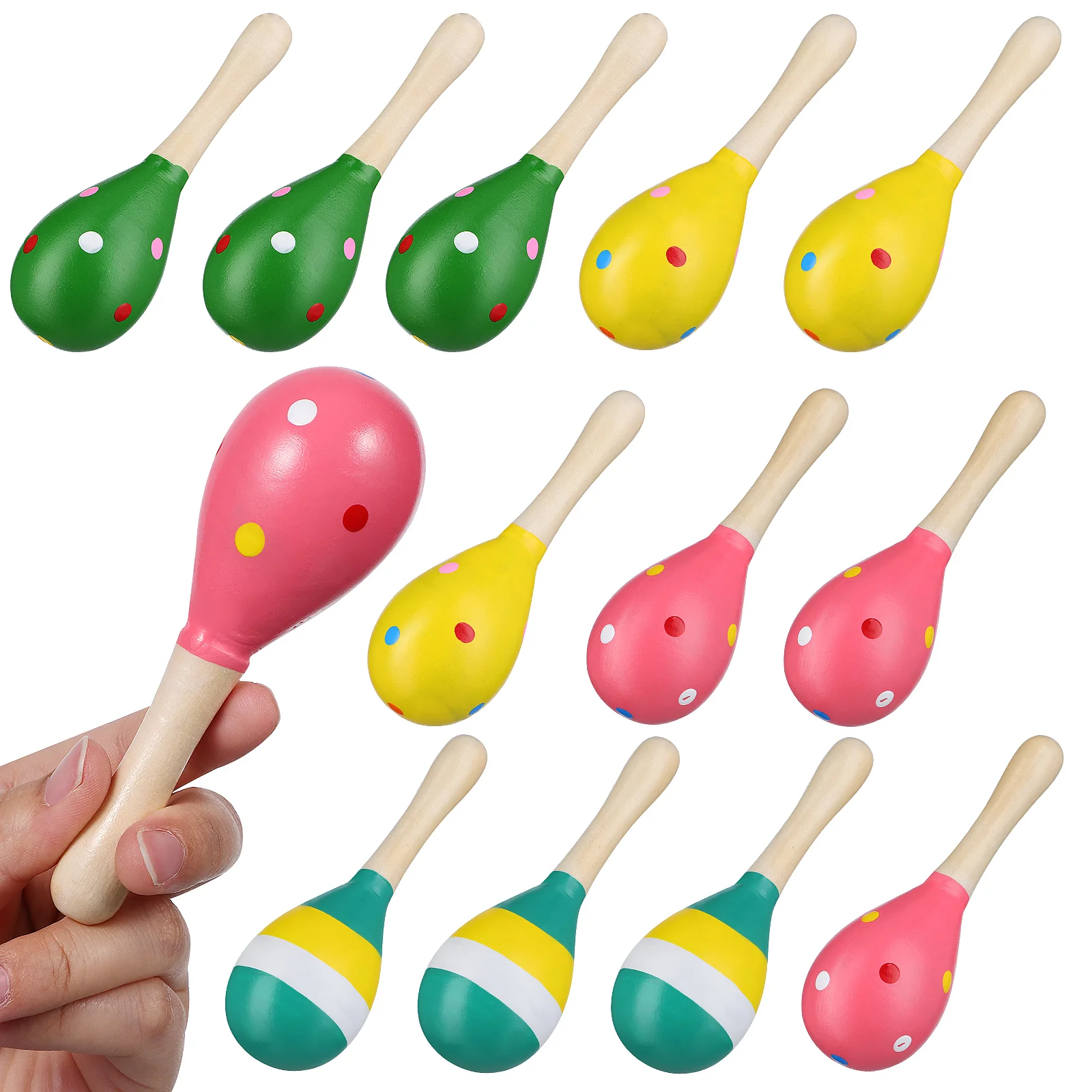 

12 Pcs Mini Wooden Sand Hammer Maracas Party Favors Shaker Instrument For Baby Musical Instruments Gift Kids