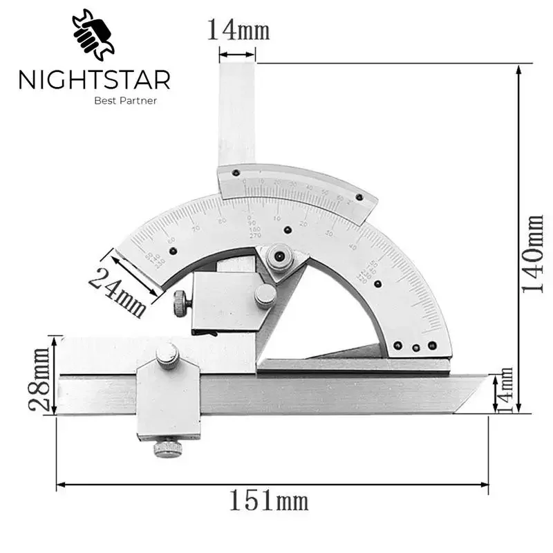 Rapporteur d\'angle universel, outil de mesure d\'angle de précision de 0 à 320 degrés