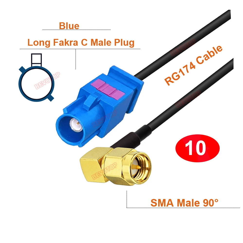 1 قطعة فقرا C إلى SMA ذكر/أنثى RG174 كابل لسيارة DVR GPS الملاحة هوائي تمديد البلوز BWVOTOP 10 سنتيمتر ~ 20 متر حسب الطلب #4