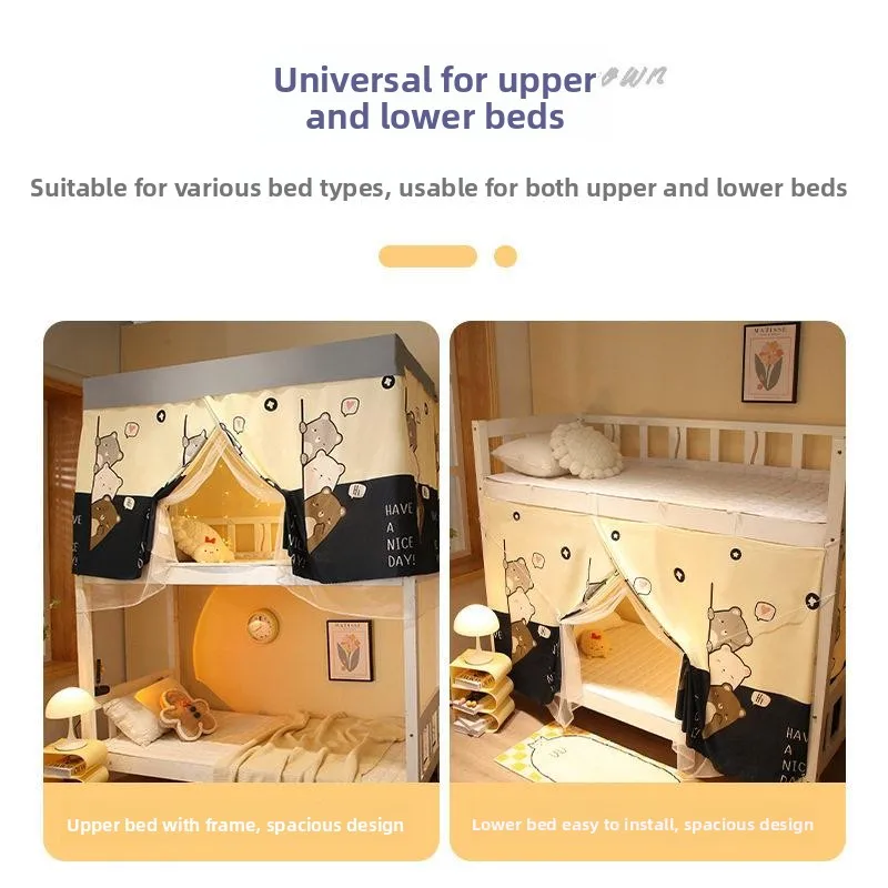 Student Dormitory Bed Curtain Mosquito Net  Meter Bed 12M Upper Bunk Bed Light Blocking Girls' Dormitory Curtain Breathable
