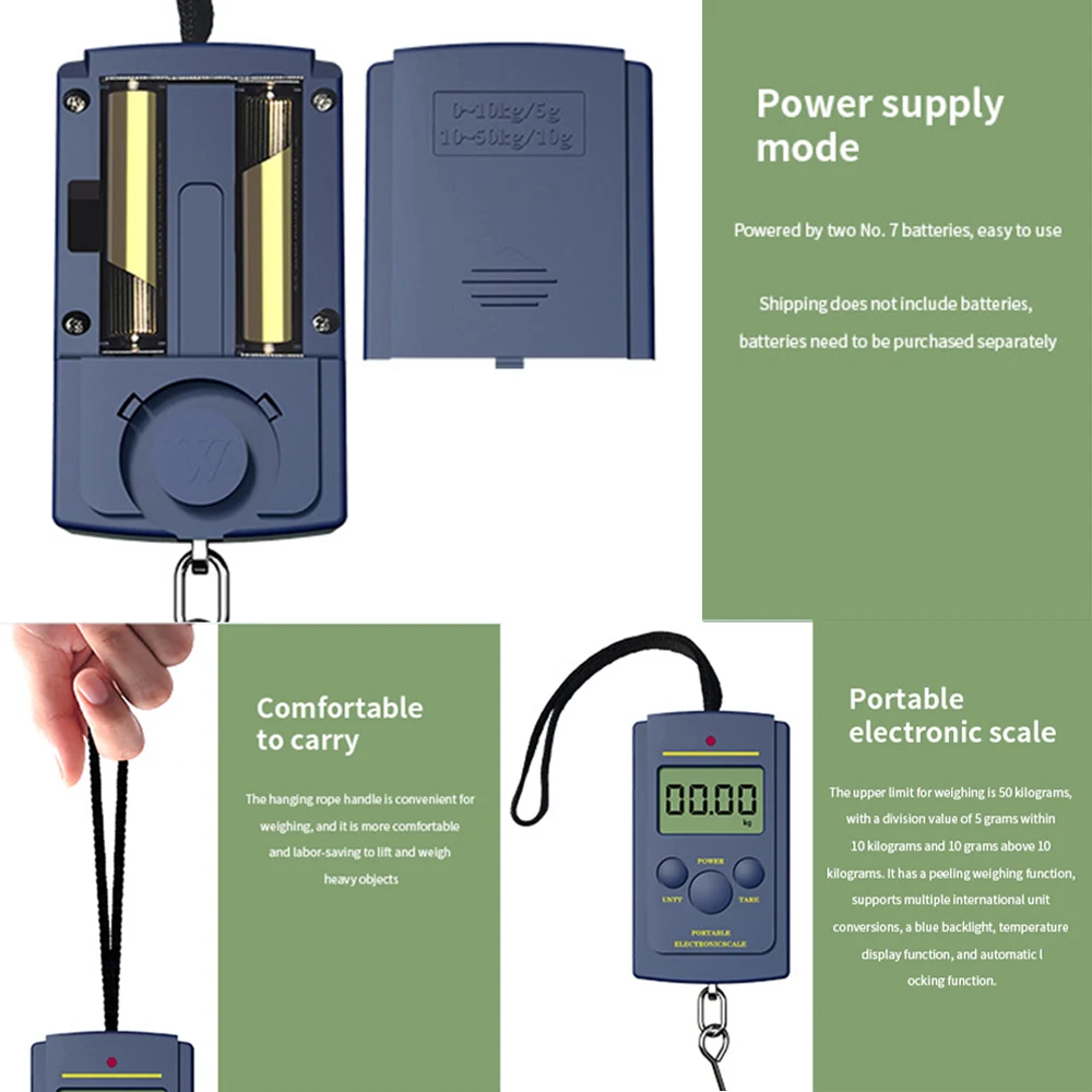 40kg cyfrowa waga elektroniczna bez podświetlenia Mini przenośny bagaż wędkarski podróżny hak do zawieszania kuchenne narzędzia do ważenia