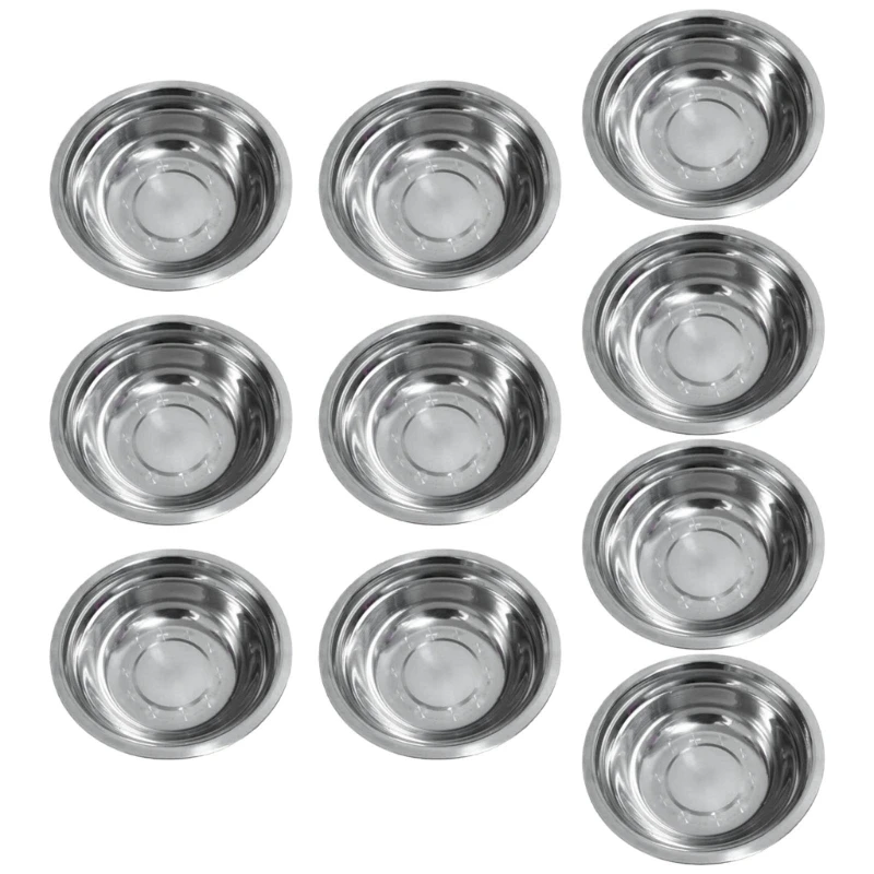 

Y166 10pcs Stainless Steel Bowl Easy to Clean Tablewares Practical Vegetable Plate