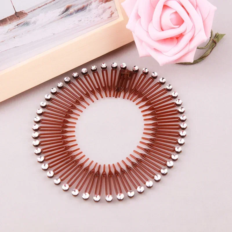 Plastic Full Circle Headbands Hair Hoop Band Clips Hairband Stretch Flexible Comb Teeth Face Wash Fixed Fashion Hair Accessories