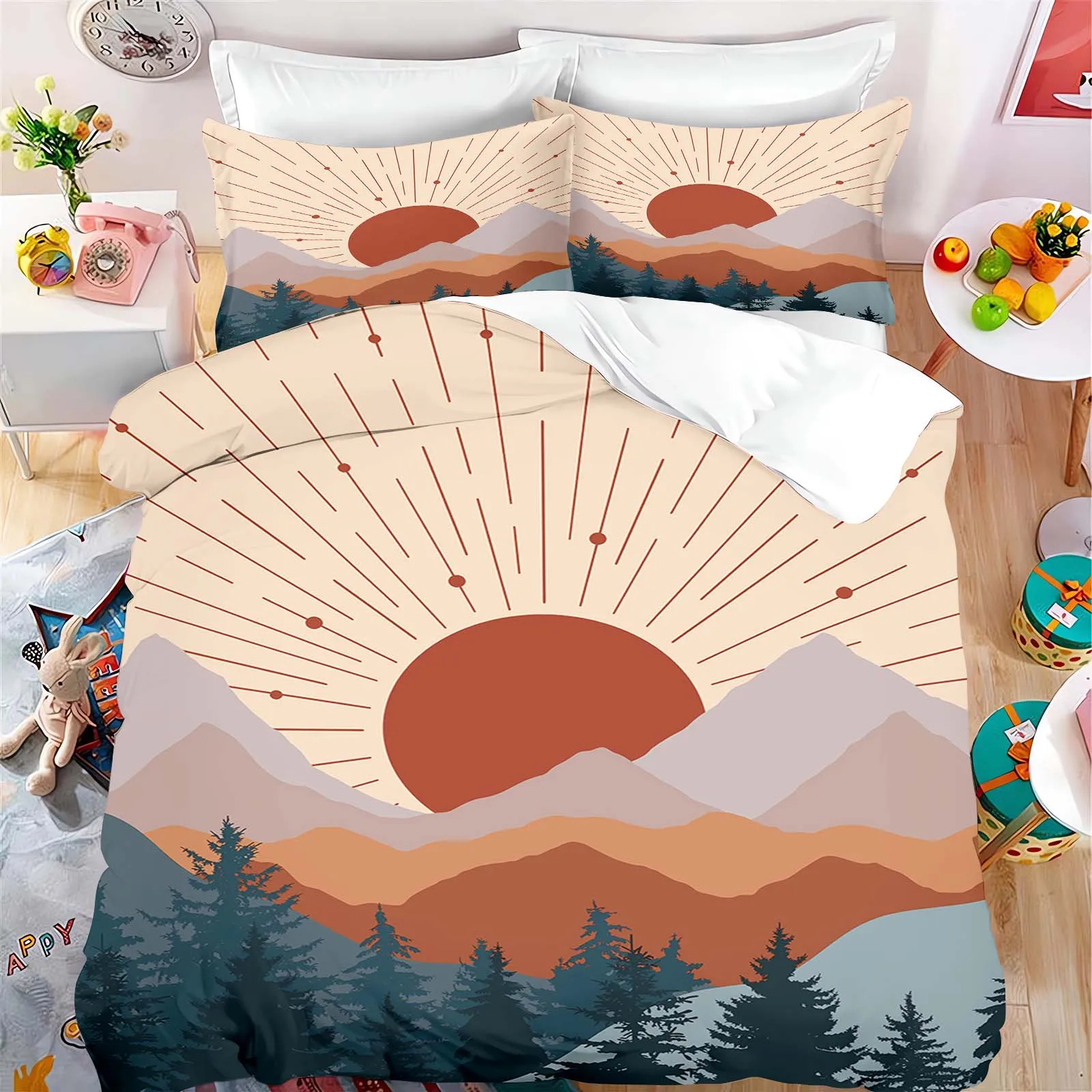 

Зеленые растения, фламинго, аниме, комплект постельного белья, пододеяльник, полиэстер, подходит для детей и взрослых, комплект из 3 предметов