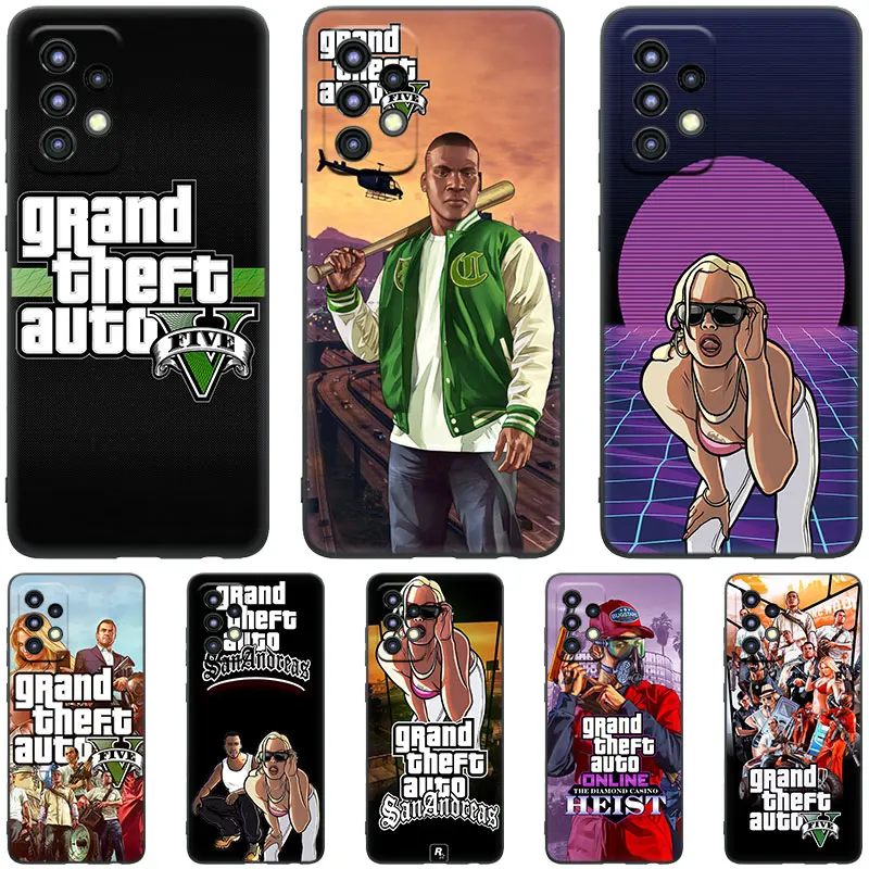 Grand Theft Auto GTA 5 Case For Samsung Galaxy A04S A04E A12 A13 A14 A22 A23 A32 A33 A34 A50 A51 A52S A53 A54 A70 A71 A72 A73 5G