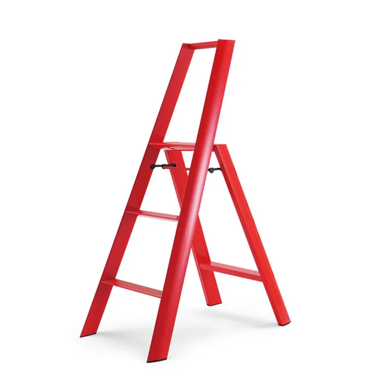 Suitable for Housewarming Red Household Ladder Thickened Aluminum Alloy Folding Herringbone Ladder Anti-skid Ladder Stool Moving