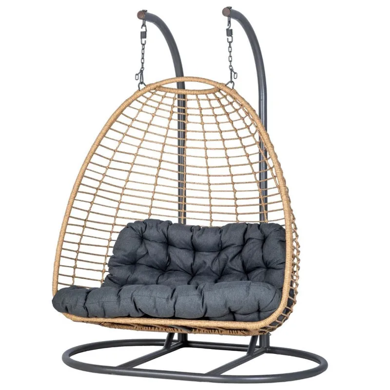 

Luxury 2-Seater Hanging Chairs Wicker Oversize Double-seat Egg Swings Modern Garden Patio Seating Outdoor Furniture