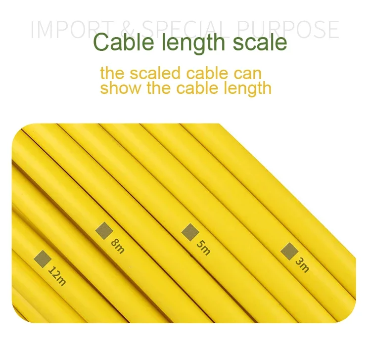 

Only Fit WP70,90,9600 Series Drain Sewer Inspection Camera 20/50/100m Fiberglass Rob Cable Soft Wire Yellow Special Detection