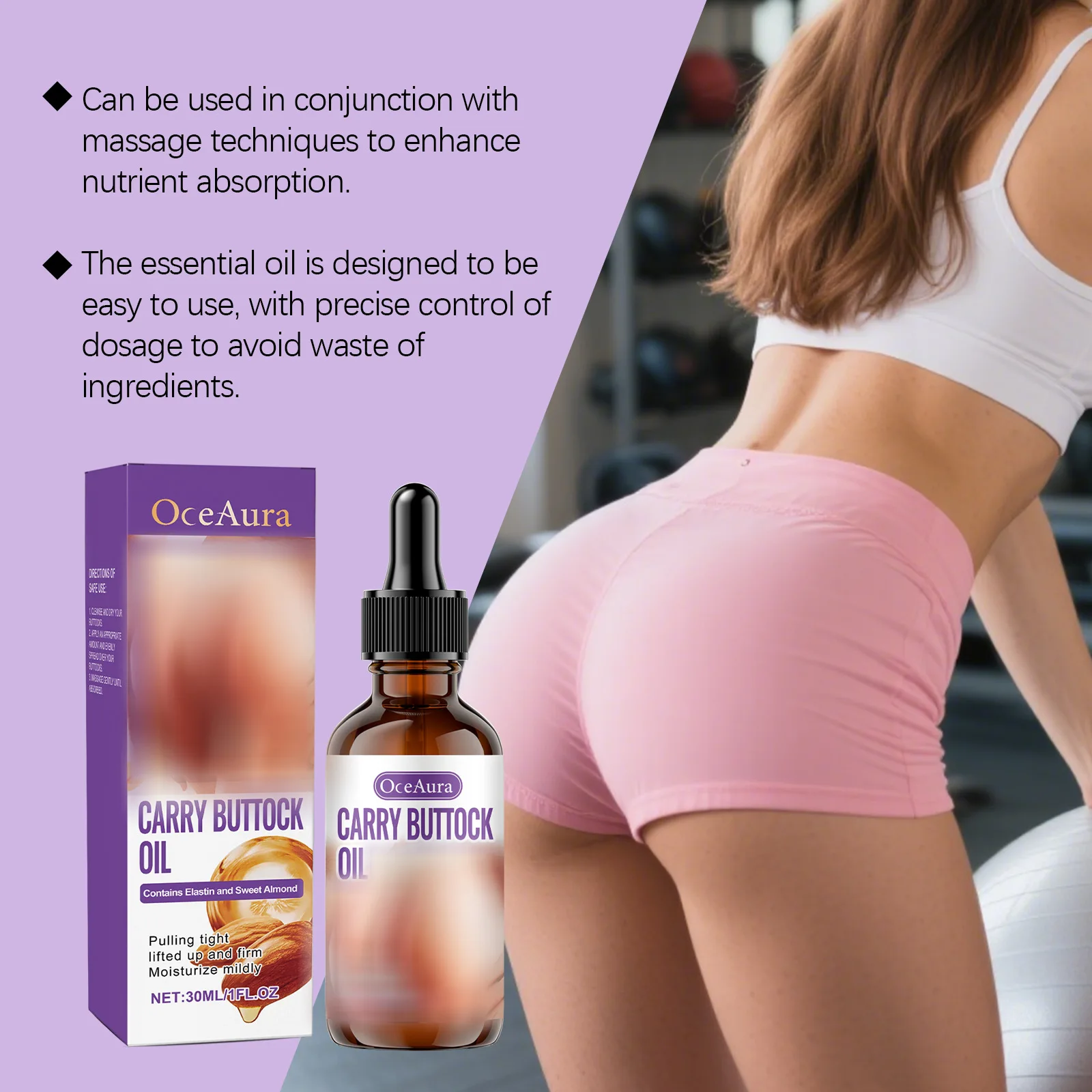 Buttock Hip Lifting Massage Essential Oil Firming Tightening Moisturizing Nourishing Skin Shaping Body Care Oil For Women