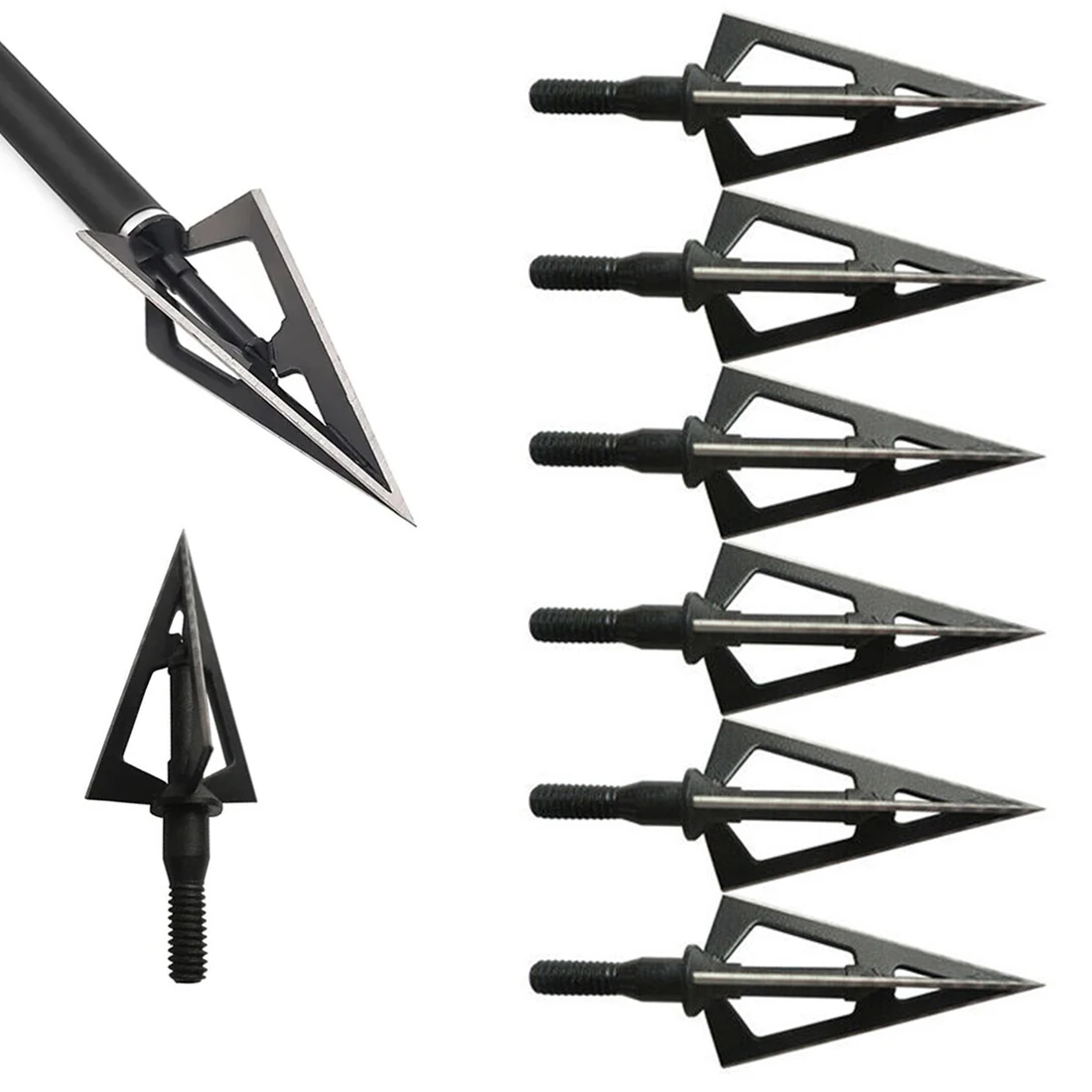 

6/12 шт. 100-граночные 3-лезвийные охотничьи наконечники из нержавеющей стали, универсальные для рекурсивных, блочных, длинных луков и арбалетов