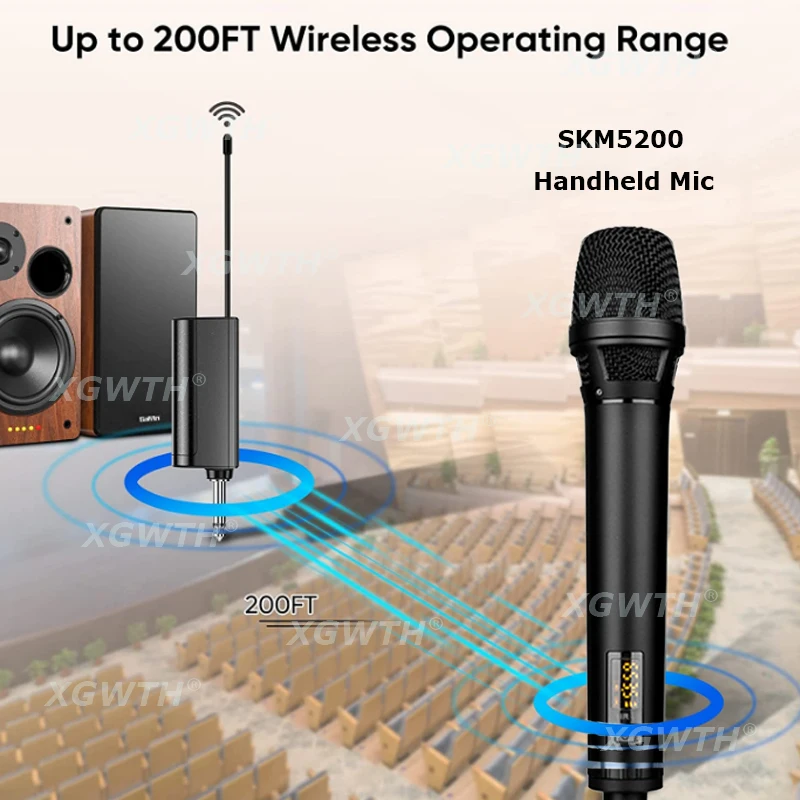 Microfone sem fio uhf dinâmico handheld karaoke mic sistema skm9000 skm5200 recarregável para dj áudio estúdio alto-falante amplificador