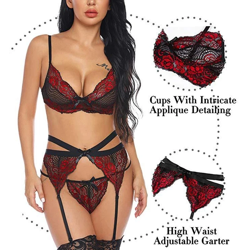 مثير الصدرية سراويل الأربطة مجموعة الملابس الداخلية الدانتيل جوفاء انظر من خلال ملابس النوم الحسية ملابس داخلية حريمي الملابس الغريبة سلوتي الملابس