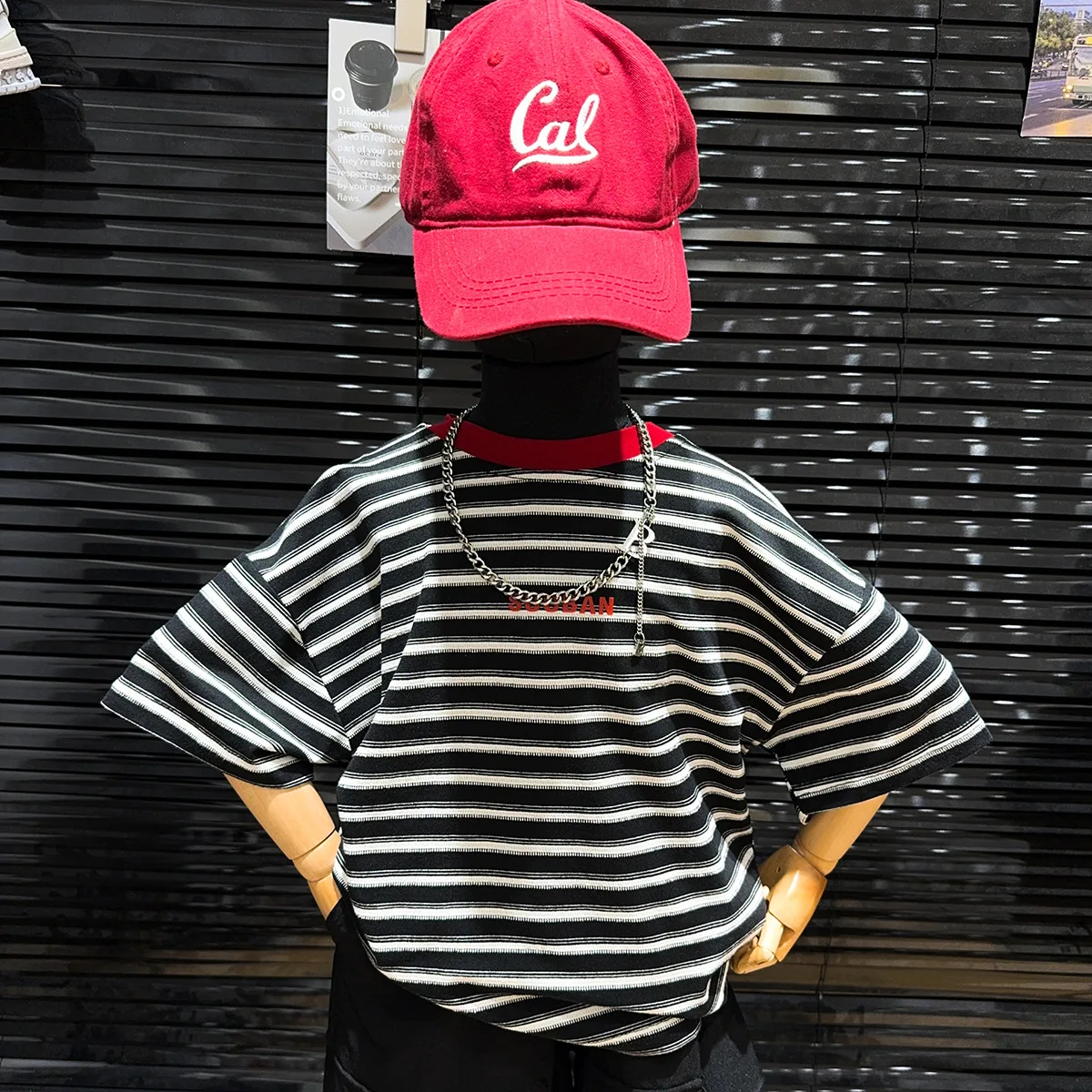 

Boy Shirt Children Summer Korean Casual Fashion Striped Short Sleeve Boy T-shirt Simple Children Short Sleeve All Match