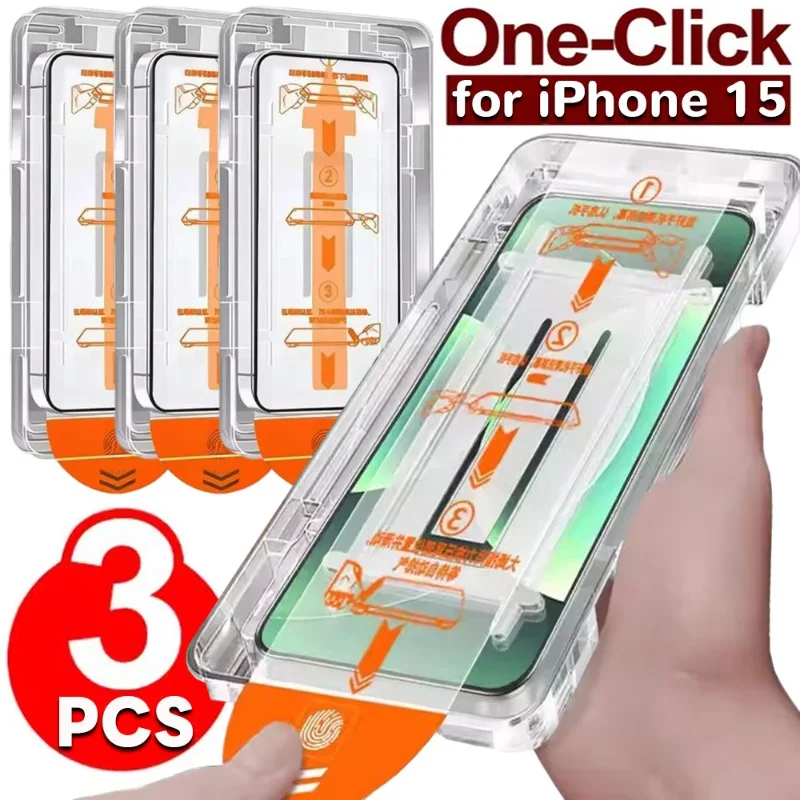 

1/2/3Pcs Screen Protector for iPhone 15/15 Plus/15 Pro/15 Pro Max Easy Installation Tempered Glass Anti-Scratch Protective Film