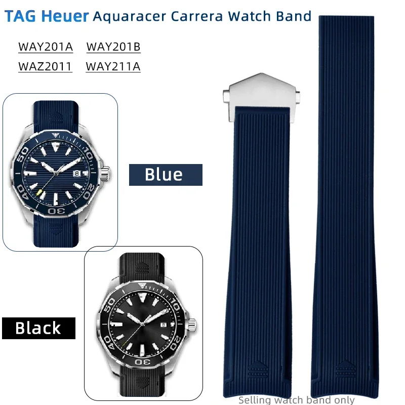 22mm Arc-shaped watch strap for TAG Heuer Carrera rubber strap Water Ghost Aquaracer men WAY201/WAY211A High quality watch chain