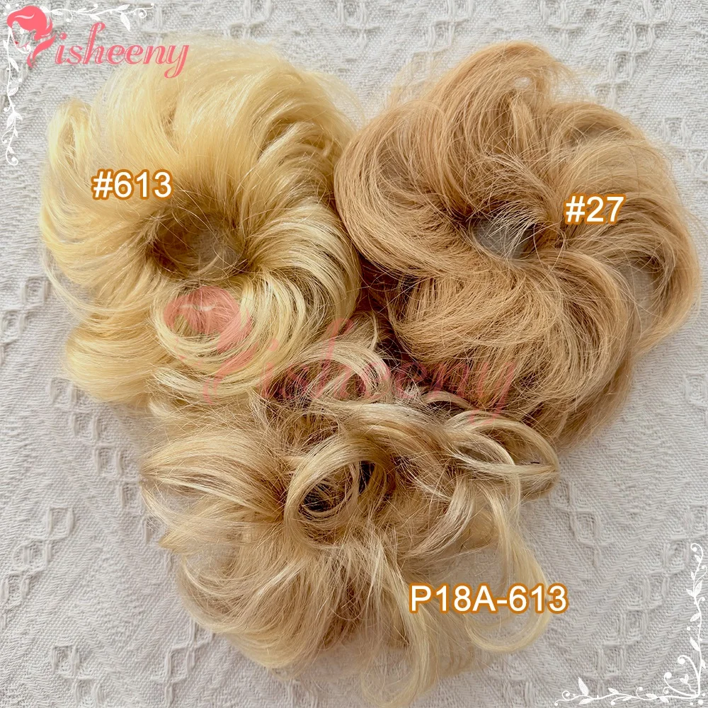Isheeny Messy Hair Bun Scrunchie Synthetic Hair Piece Curly Chignon Tousled Updo Fake Hair Bun Extensions Multiple Colors Available For Women Daily Hairstyle