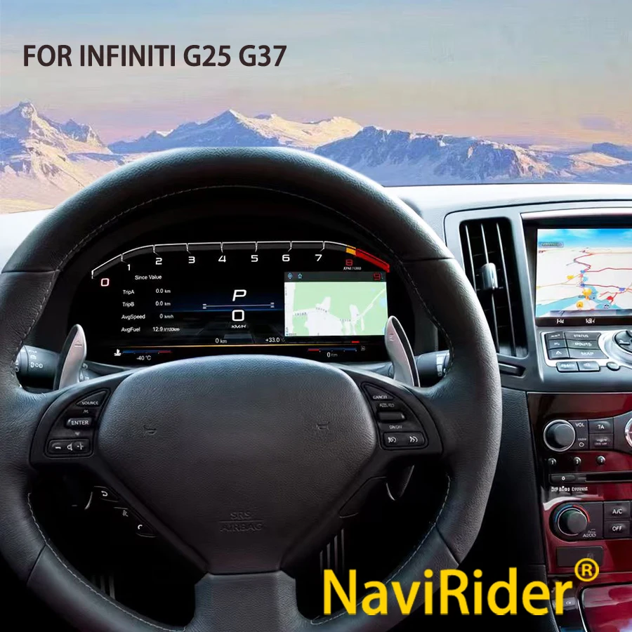 LCD Digital Dashboard Panel For Infiniti G37 G25 2007-2013 Instrument Carplay Speedometer Virtual Cockpit Cluster Clock Odometer