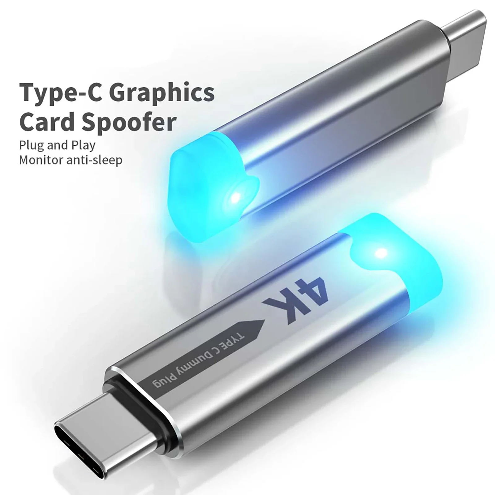 Type-C 4K@60Hz-1080P@120Hz Virtual Display Adapter USB C DDC EDID Dummy Plug Headless Ghost 3840 x2160@60Hz Display