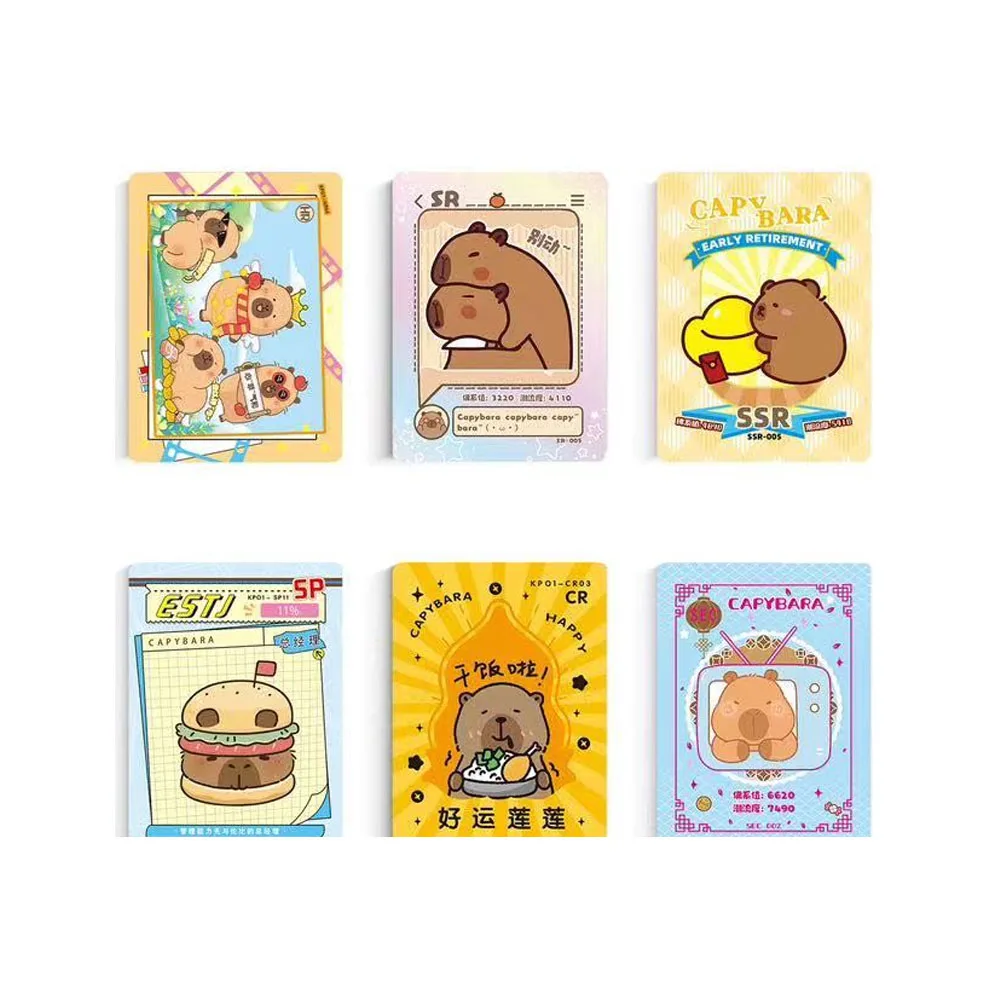 Cute Kapibala Cards Hog Capybara Kapibala Collection Card Anime Peripheral Fun Blind Box Children Birthday Toy Gift