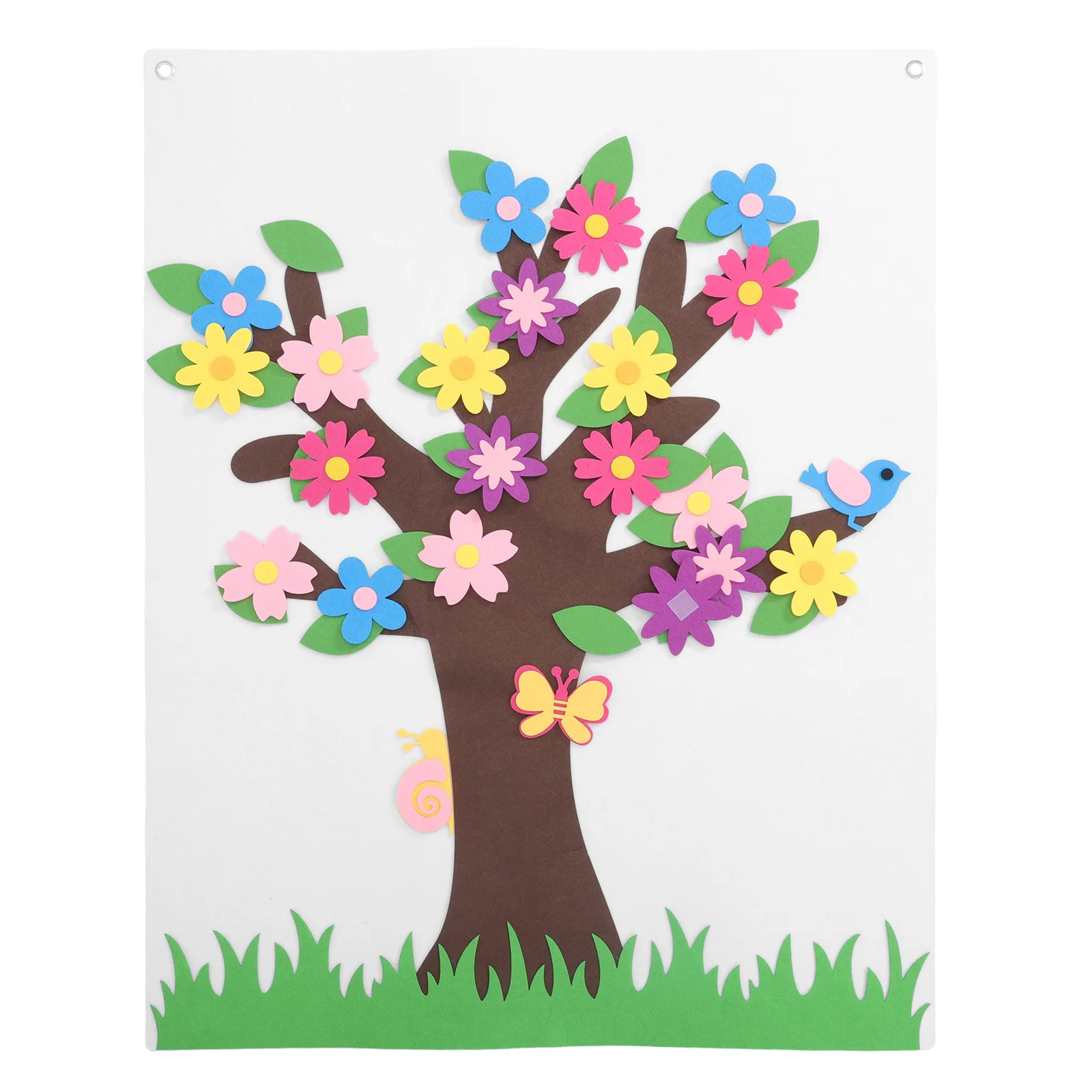 1Set Children's DIY Felt Story Board Flower Tree Handmade Educational Activity Set for Kids Tactile Play Screen-