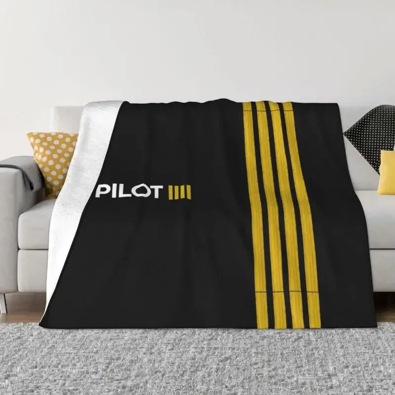 Pilot Captain Stripes Blanket Soft Fleece Spring Flannel Aviation Airplane Aviator Throw Blankets for Sofa Home Bedroom Quilt