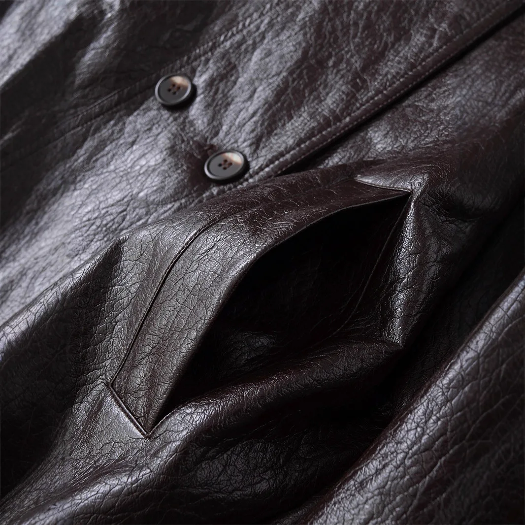 Autumn New Women's Clothing Loose Tooling Wind Locomotive Double-breasted Stand-up Collar Leather Jacket Top