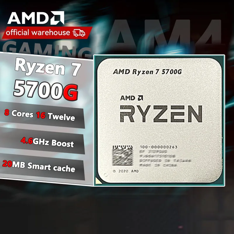 AMD New R7 5700G Ryzen 7 5700G 3.8GHz Eight-Core 16-Thread 65W CPU  L3=16M 100-000000263 Socket AM4 but without cooler