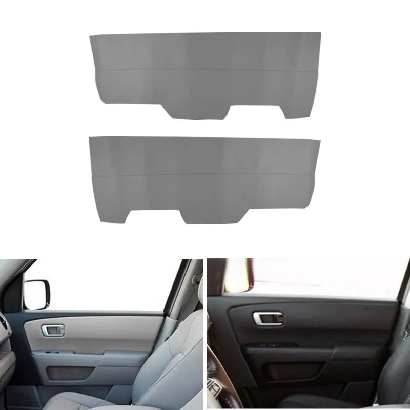 Gray For Honda Pilot 2009 2010 2011 2012 2013 2014 2015 2pcs Front Door Armrest Panel Leather Cover Interior Accessories Trim