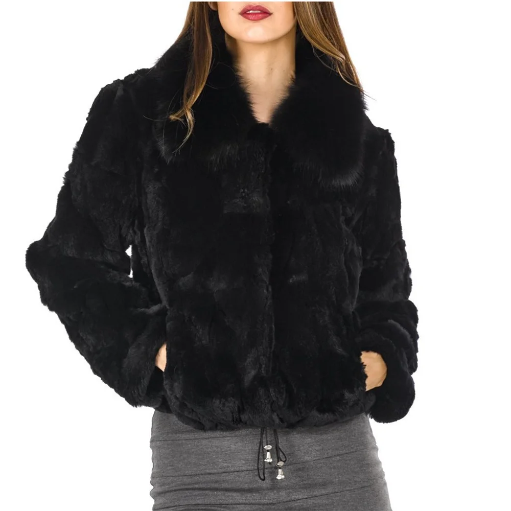 Fantasia Rani Real Rabbit Fur Coat para Mulheres, Jaqueta de Inverno, Couro Natural, Roupas De Pele, Oferta à Venda