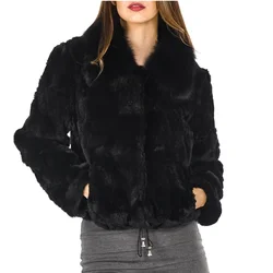 Fancy Rani Real Rabbit Fur Coat Women Winter Jacket Natural Leather And Fur Clothing Offer Female On