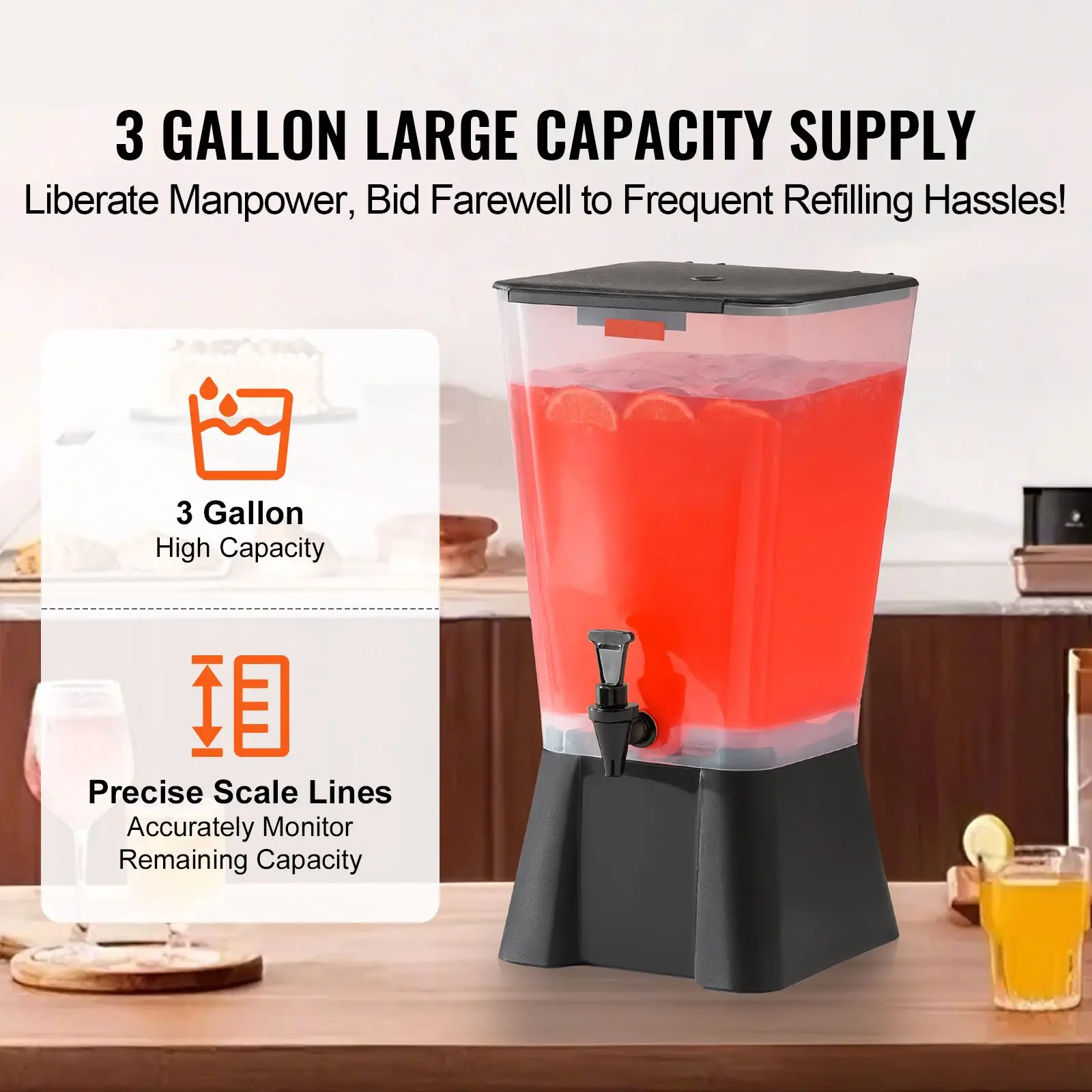Beverage Dispenser, 5 Gallon Drink Dispenser for Parties, Plastic Juice Dispensers with No-Drip Spigot, Iced Tea Lemonade Juice