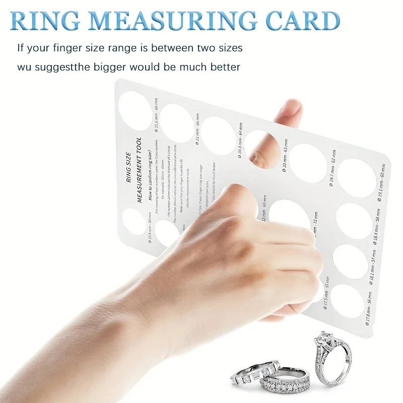Reusable Ring Sizer Measuring Card for US/EU Finger Sizing - Durable Accurate Wear-Resistant Jewelry Gauge Tool