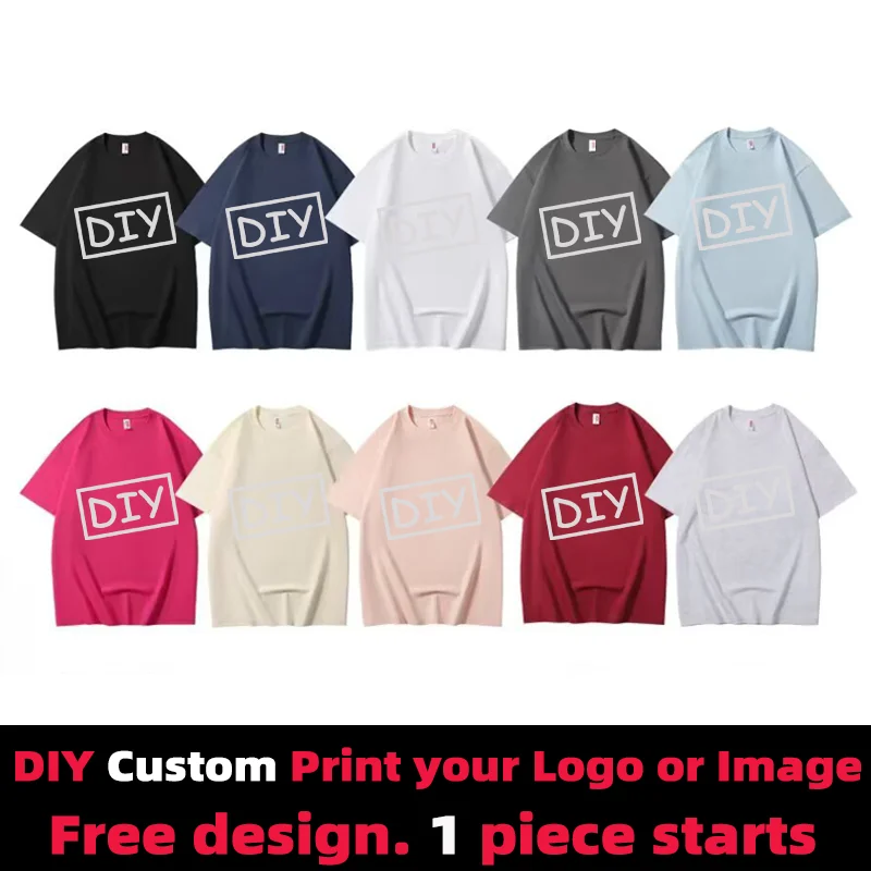 

Custom T Shirt Personalize Tee Shirt DIY Print Your Photo Brand Logo Text Men Women 100% Cotton Couple Gift Print T Shirt Unisex