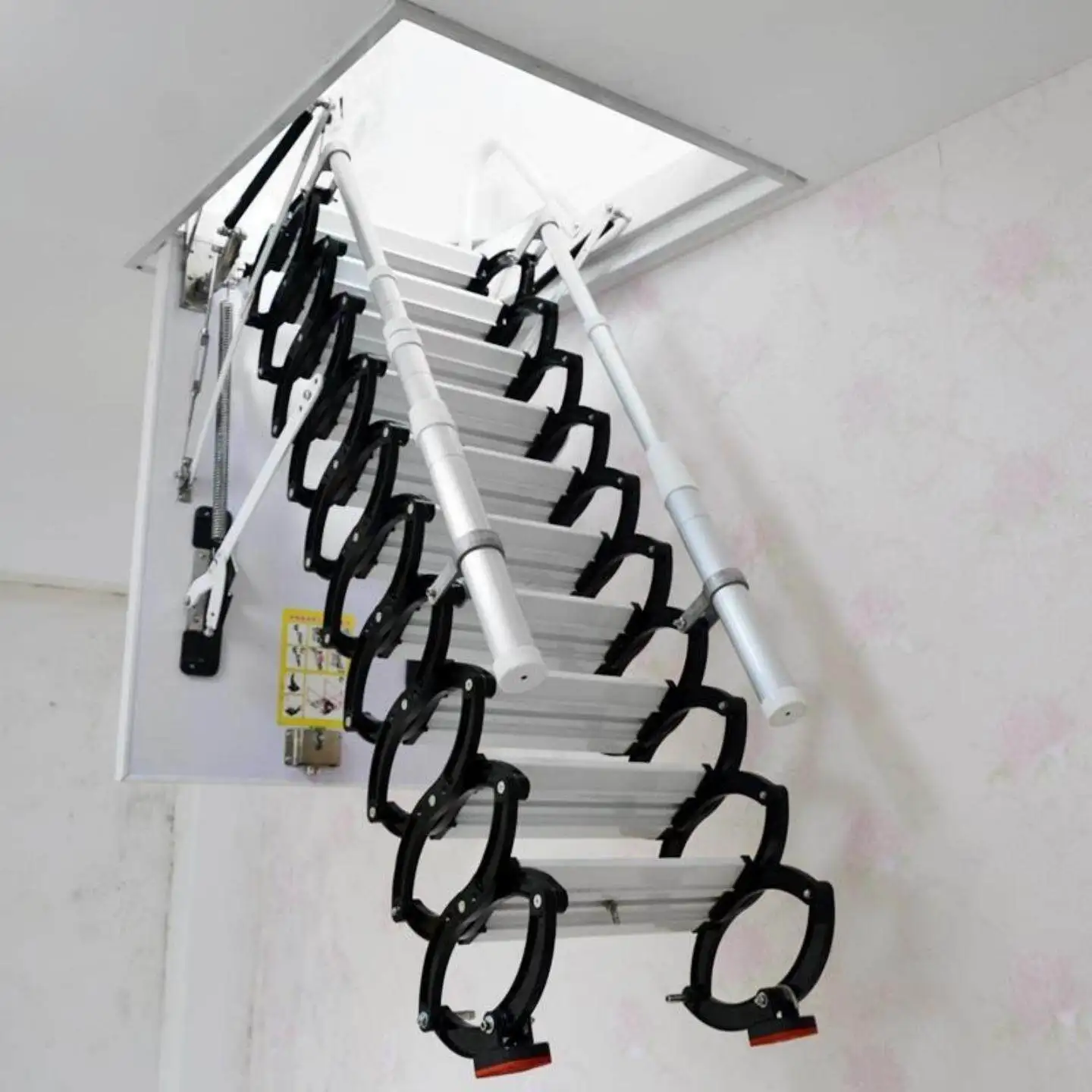 Attic stairs telescopic manual titanium magnesium gold villa duplex home indoor invisible semi-automatic
