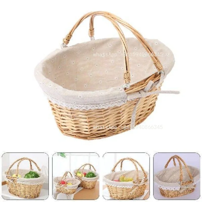 Storage Bins Picnic Baske Vine woven hand-held basket, countryside activity storage basket, fruit basket