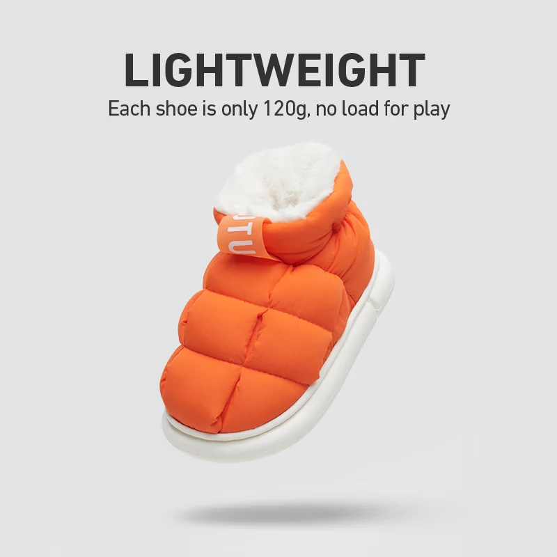 UTUNE Kids Snow Boots Ankle Boots Warm For Boys Girls 7-12Y Soft Plush Indoor Slippers Windproof Heel Warp 3-6Y Home Flats Boots