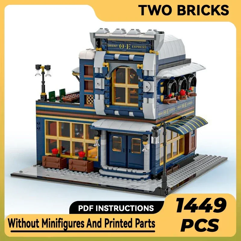 Stad Straat Uitzicht Model Moc Gebouw Bakstenen Hoek Restaurant Technologie Modulaire Blokken Geschenken Kerstspeelgoed Diy Sets Assemblage