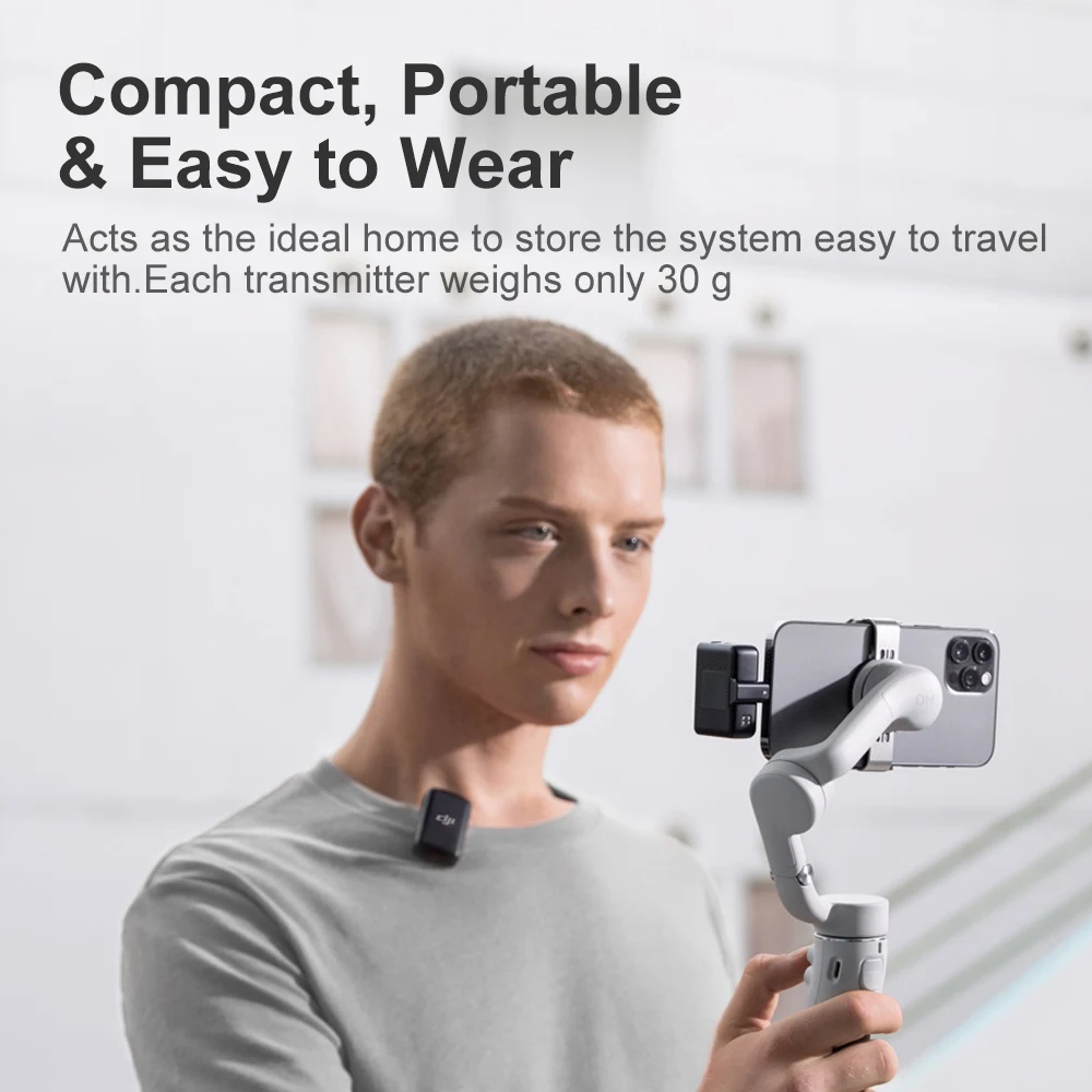 Беспроводной микрофон DJI Mic, профессиональный Фотофон, дальность передачи 250 м, двухканальные аксессуары для фотосъемки