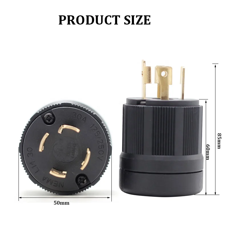 L14-30P 30 Amp 4-Prong Industrial Grade Male Locking Generator Plug