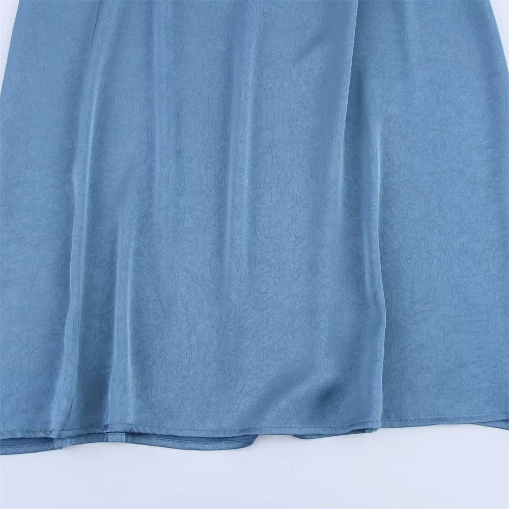 2025 nuevo diseño elegante e informal para mujer con vestido de flauta con tirantes bordados y cuello en V de estilo europeo y americano