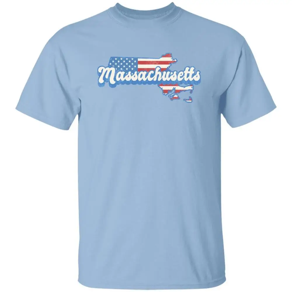 Massachusetts US flag Unisex T-Shirt American patriotic MA state tee White Ash tops Unisex Summer Short Sleeve