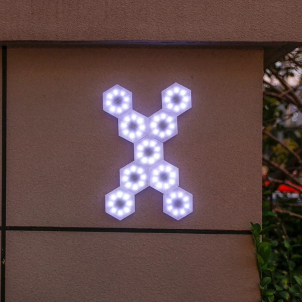 Touch Sensitive LED Hexagon Wall Light Panels For Home Décor And Creative DIY Arrangement, White, 6 Pieces