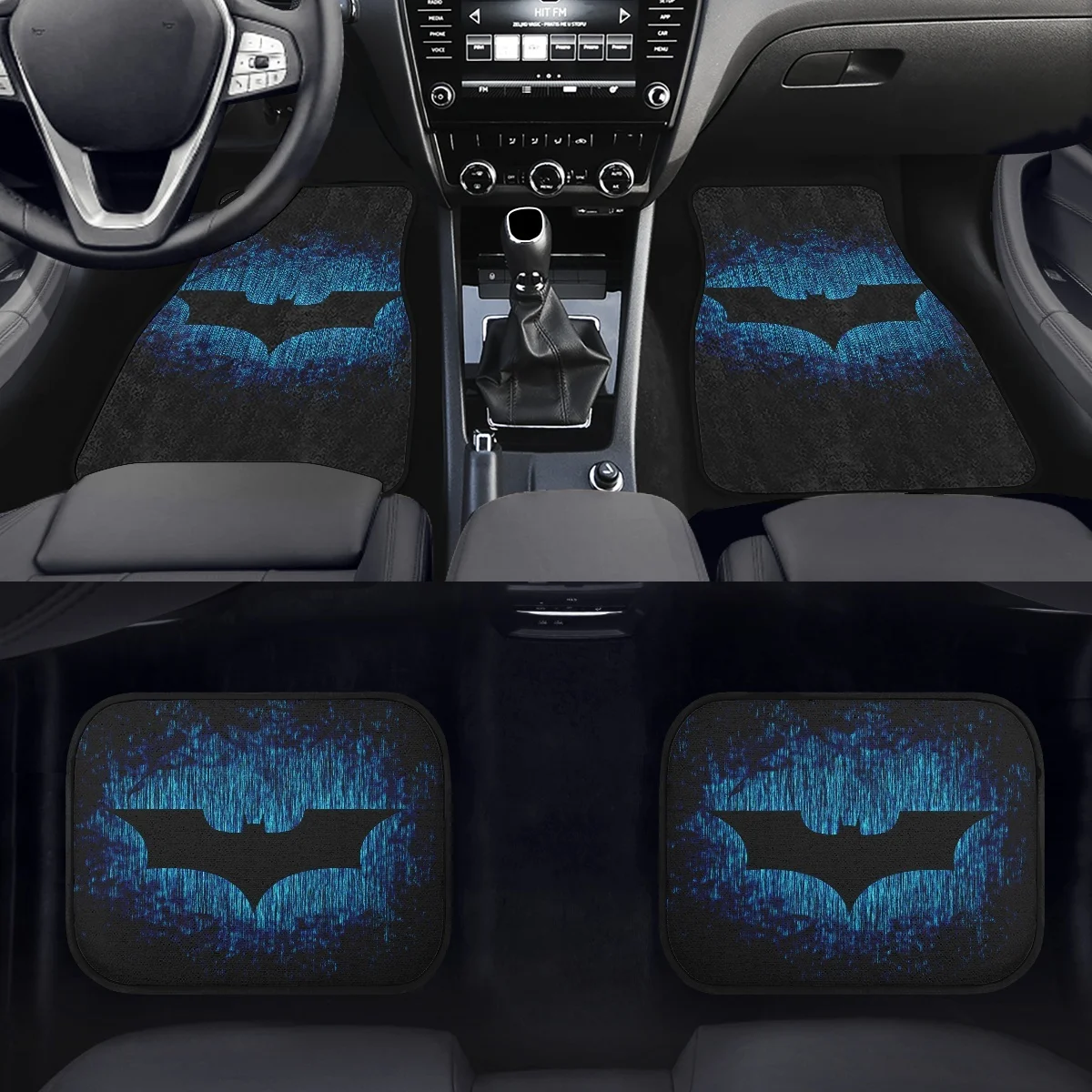 Universal Vulcanized RubberCool Black Bat Pattern Anti-dirty Anti-slip Protective Interior Car Foot Mat Carpet Pad New Fashion